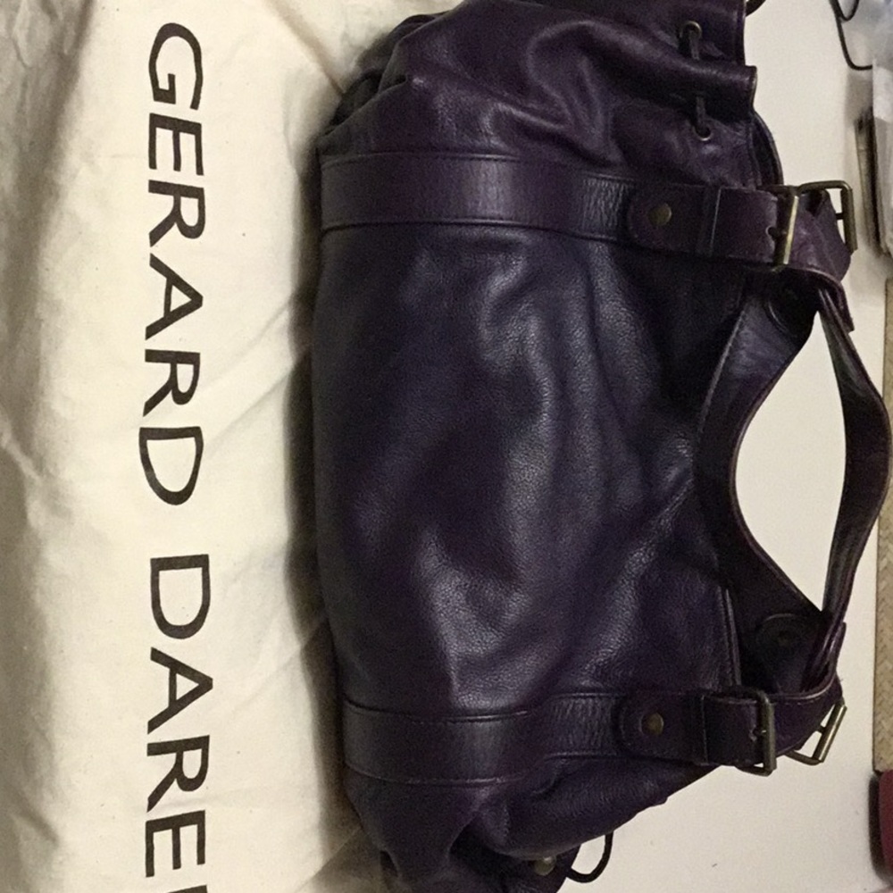 Gerard Darel bag in grape/plum w dust bag - approx 14” x 10 x 4 - soft leather